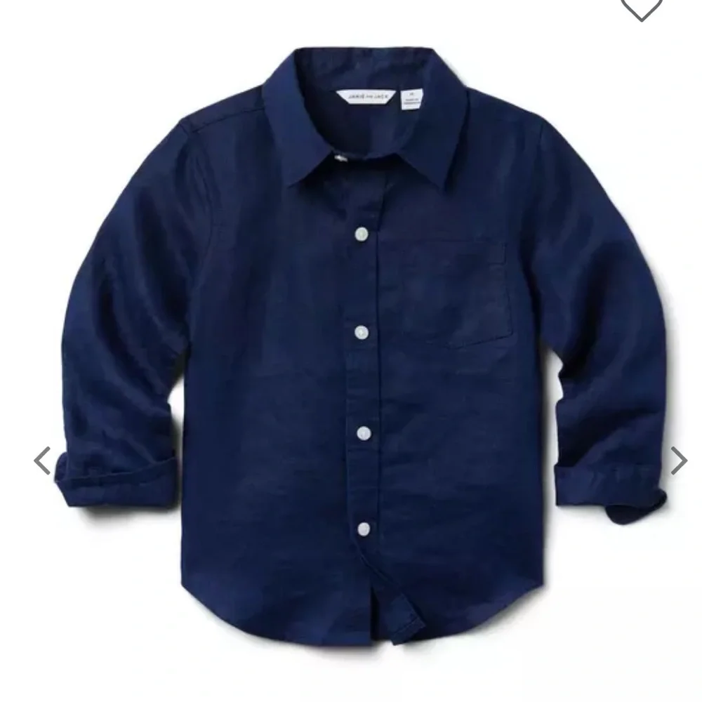 Janie and Jack linen Blue Button Down Shirt - Picture 1 of 4